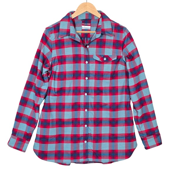 Columbia Tops - Columbia Women's High Bridge Lane EXS Plaid Button Down Flannel Shirt Red Blue L